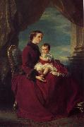Franz Xaver Winterhalter The Empress Eugenie Holding Louis Napoleon, the Prince Imperial on her Knees Spain oil painting artist